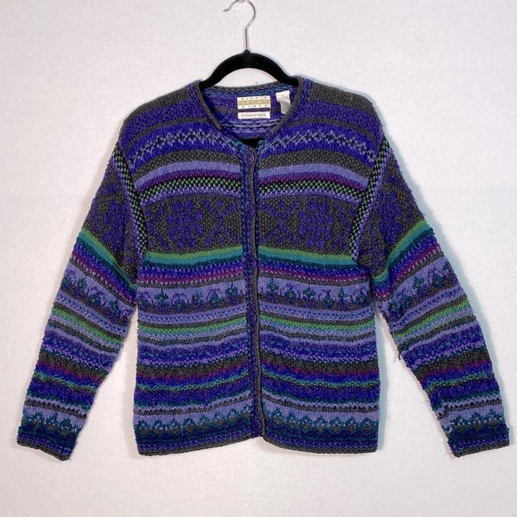 Sigrid Olsen Hand Knit Multicolor Cardigan Sweater size medium - Picture 1 of 15